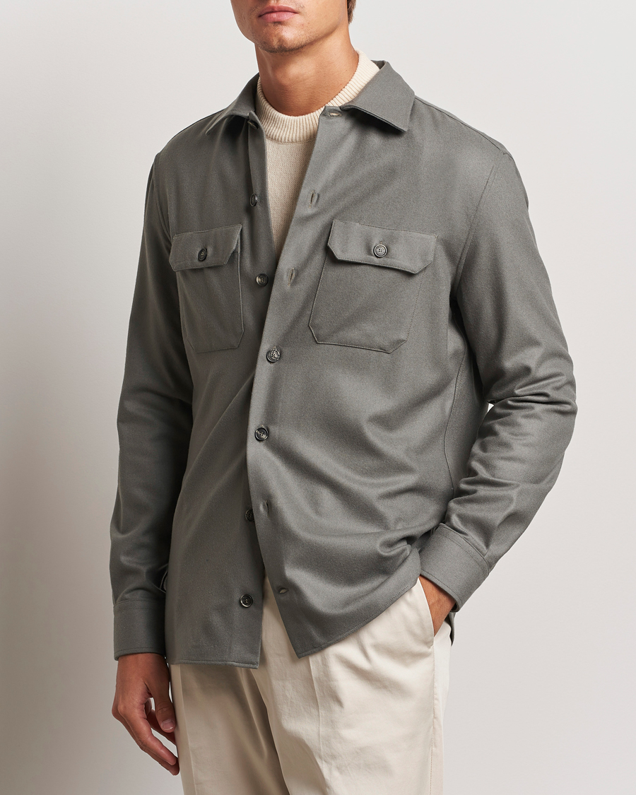 Homme | Luxury Classics | Brunello Cucinelli | Double Pocket Overshirt Olive