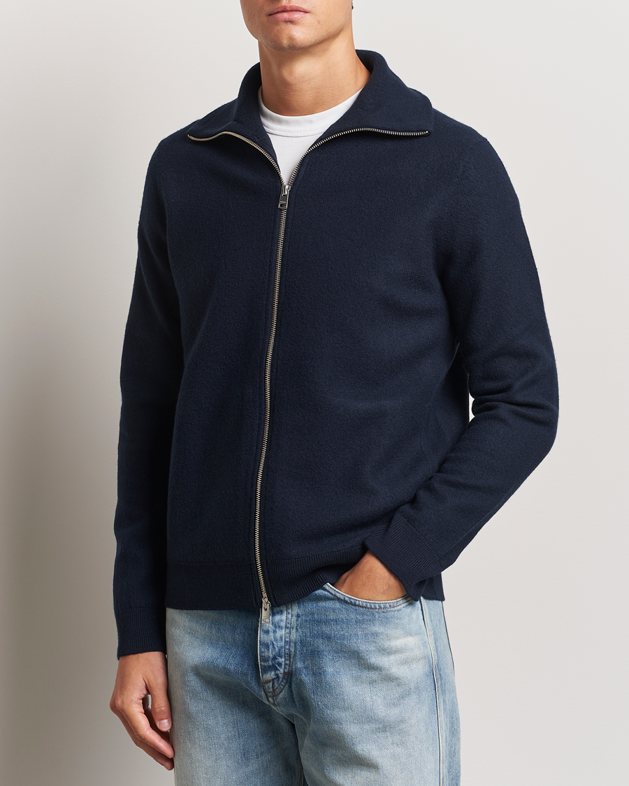 Homme |  | Morris | York Knitted Zip Jacket Navy