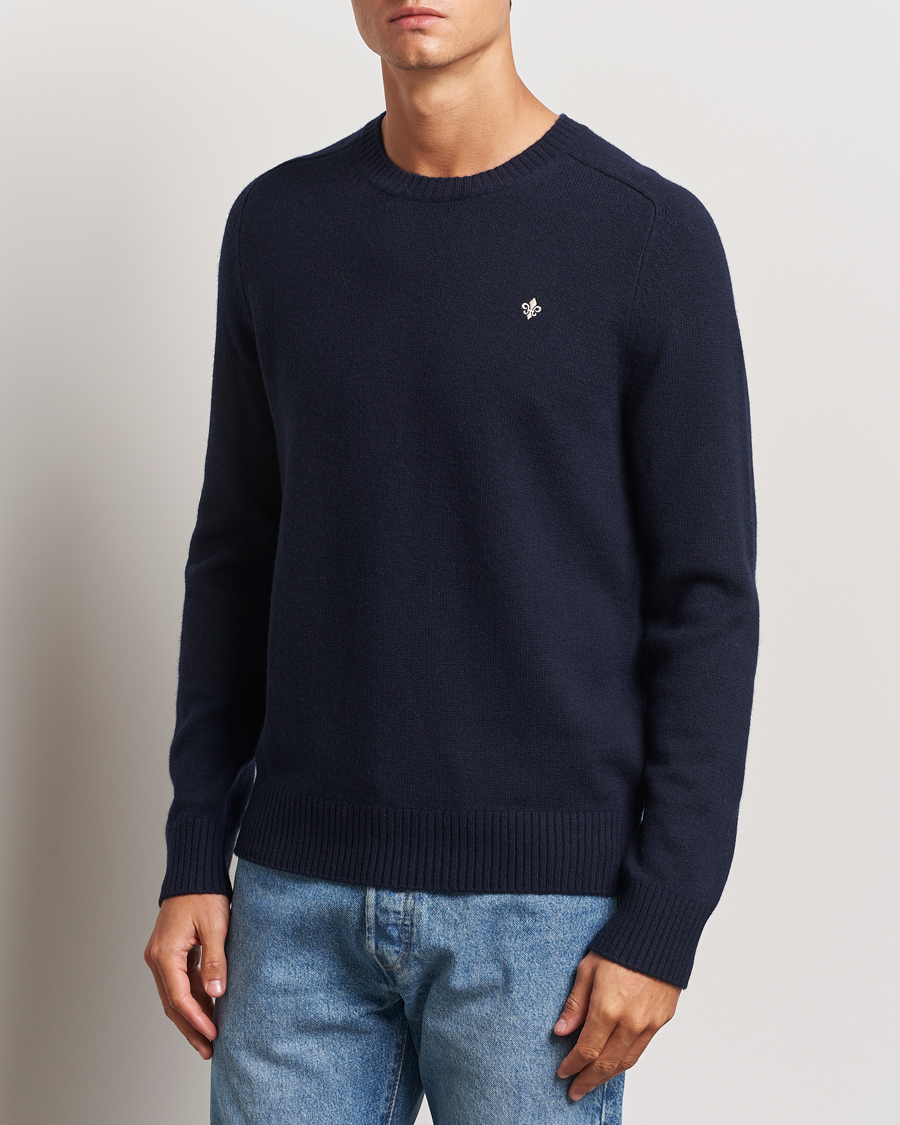 Homme |  | Morris | Hertford Merino Crew Neck Navy