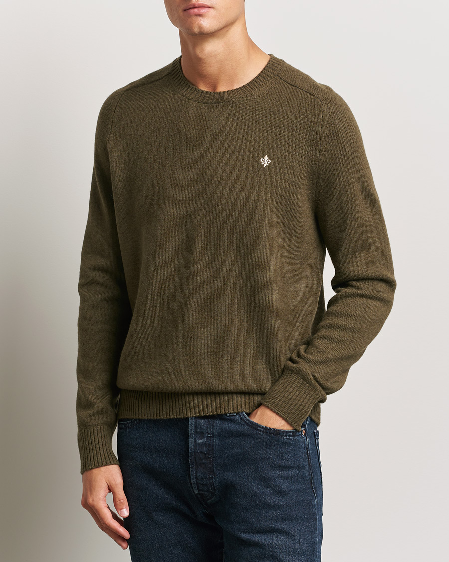 Homme |  | Morris | Hertford Merino Crew Neck Olive