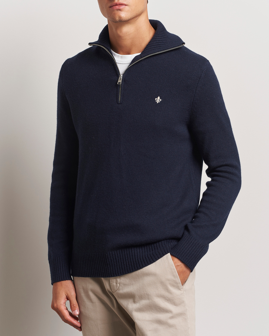 Homme |  | Morris | Hertford Merino Half Zip Navy