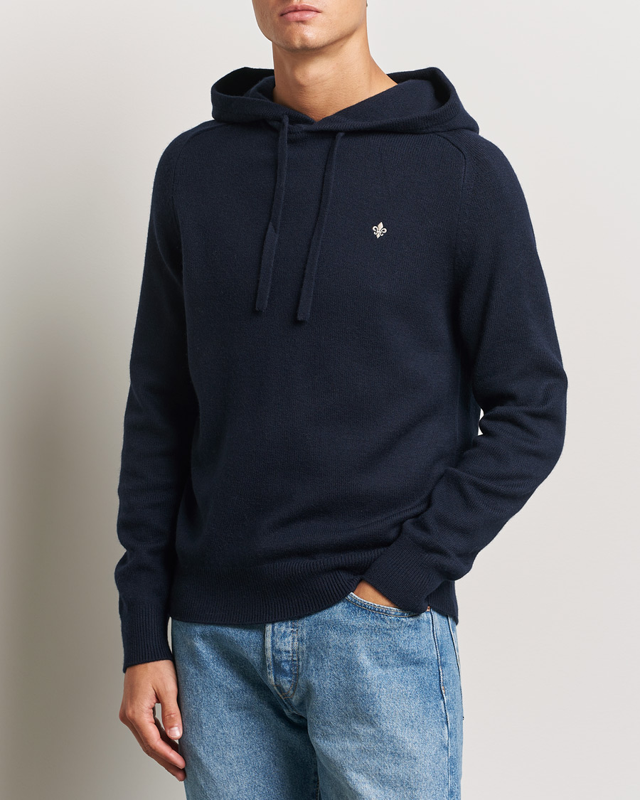 Homme |  | Morris | Hertford Merino Hoodie Navy