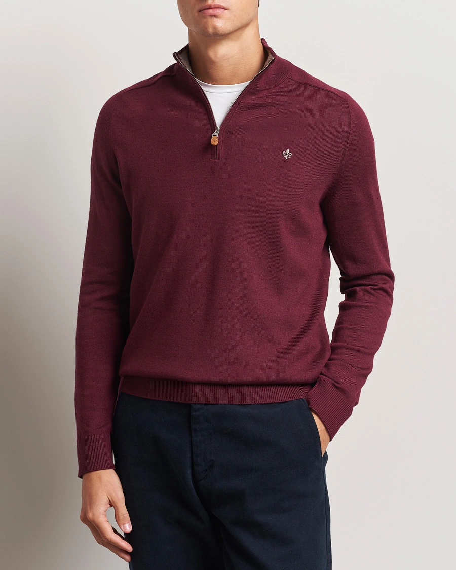 Homme |  | Morris | John Merino Half Zip Wine Red