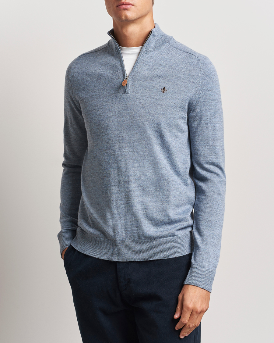 Homme |  | Morris | John Merino Half Zip Light Blue