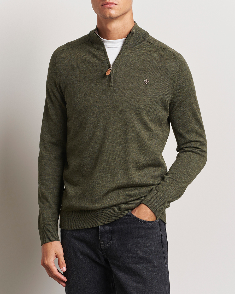 Homme |  | Morris | John Merino Half Zip Olive