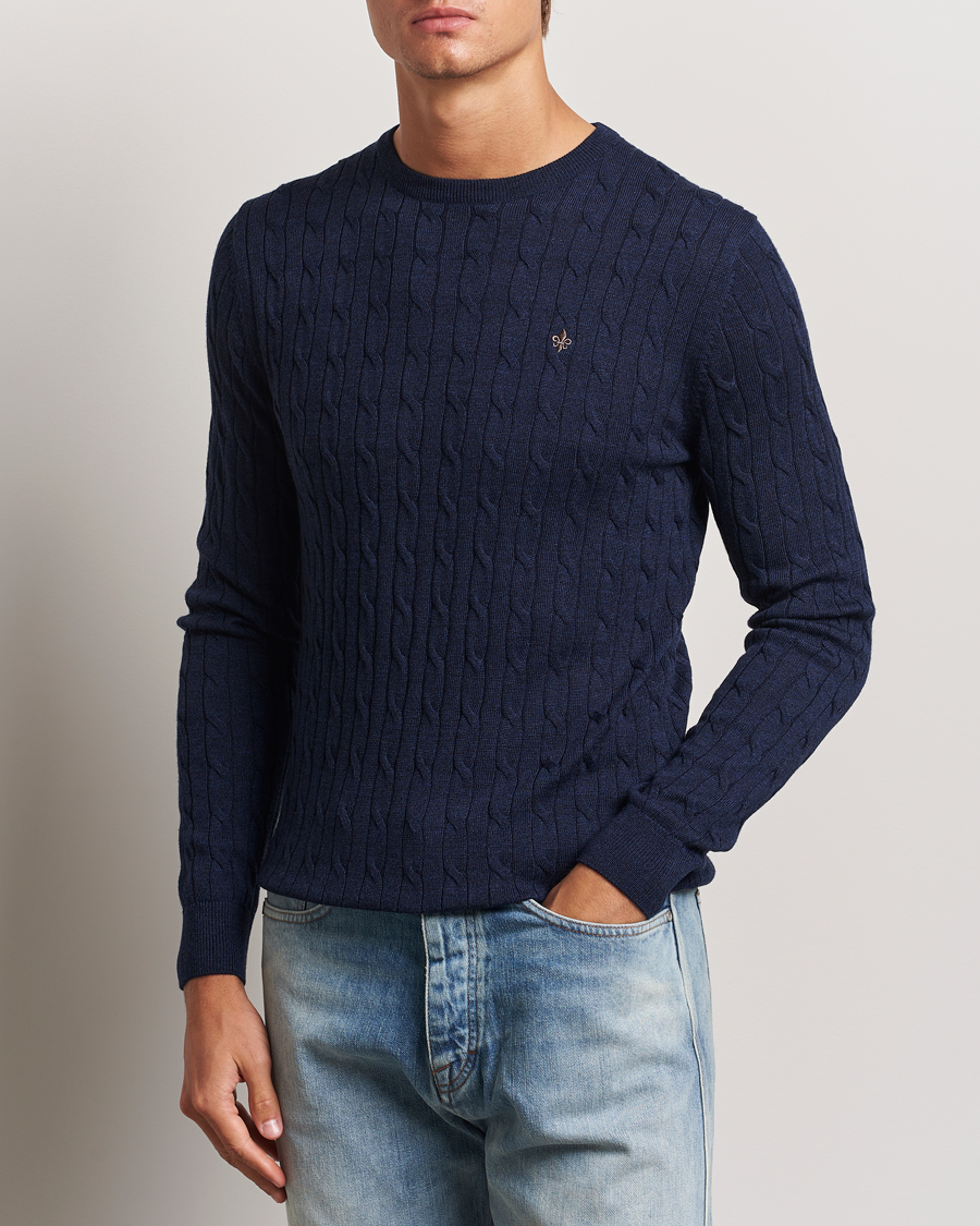 Homme |  | Morris | Merino Cable O-Neck Blue