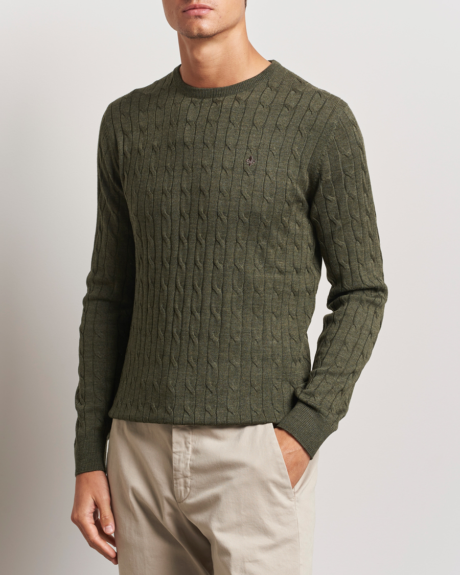 Homme |  | Morris | Merino Cable O-Neck Olive