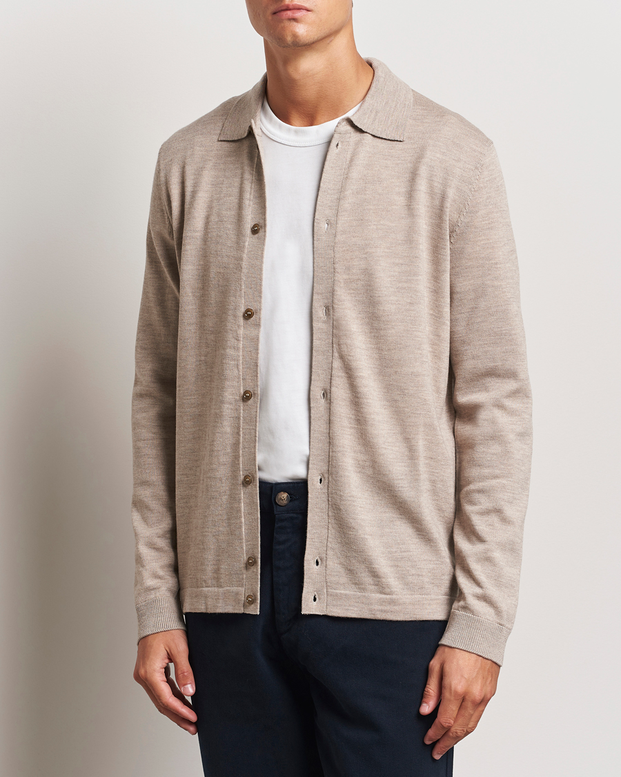 Homme |  | Morris | Merino Knitted Shirt Khaki