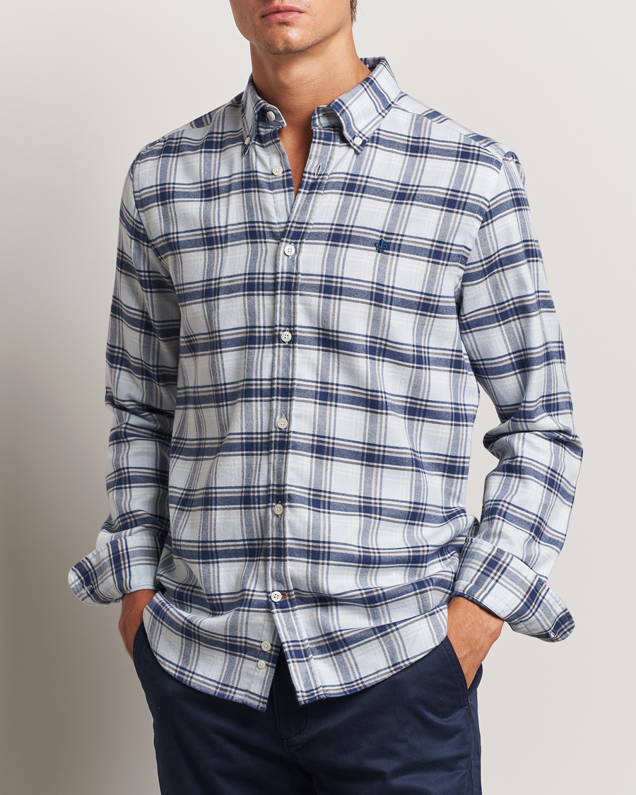 Homme |  | Morris | Soft Check Flannel Shirt Blue