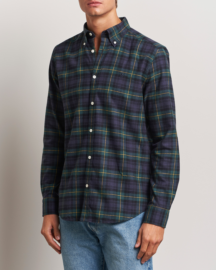 Homme |  | Morris | Flannel Tartan Shirt Navy