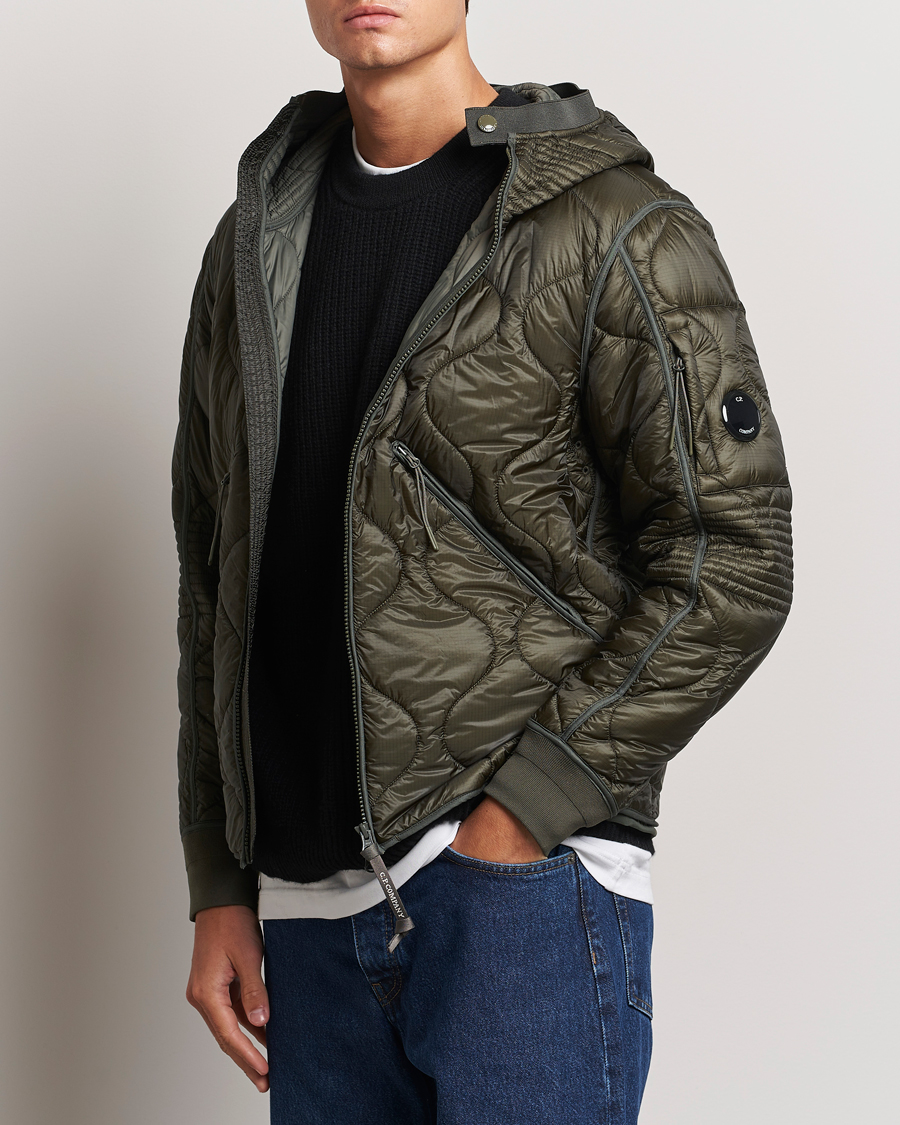 Homme |  | C.P. Company | Primaloft Quilted Hood Jacket Green