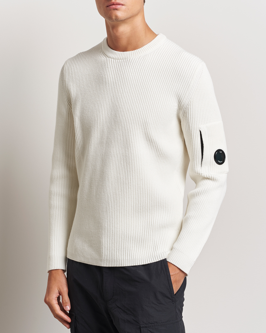 Homme |  | C.P. Company | Full Rib Knitted Cotton Crew Neck Off White