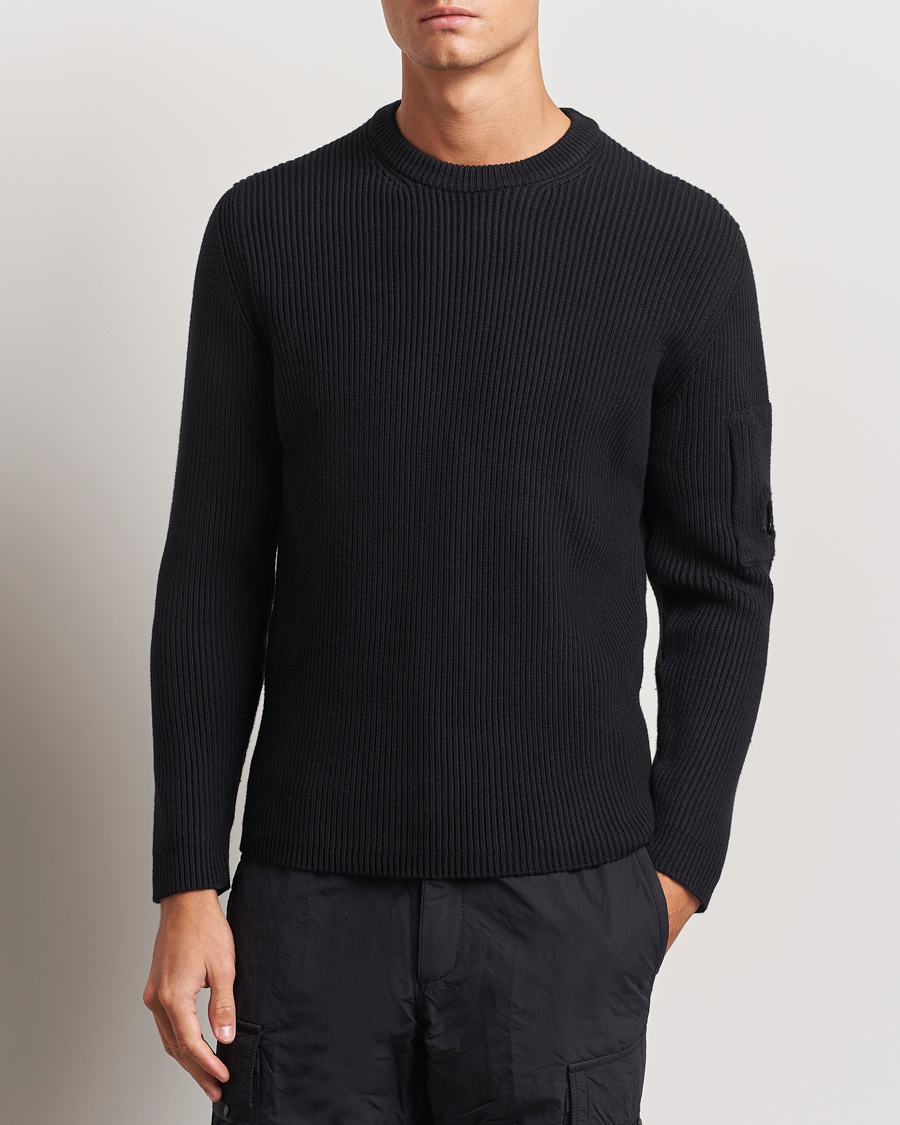 Homme |  | C.P. Company | Full Rib Knitted Cotton Crew Neck Black