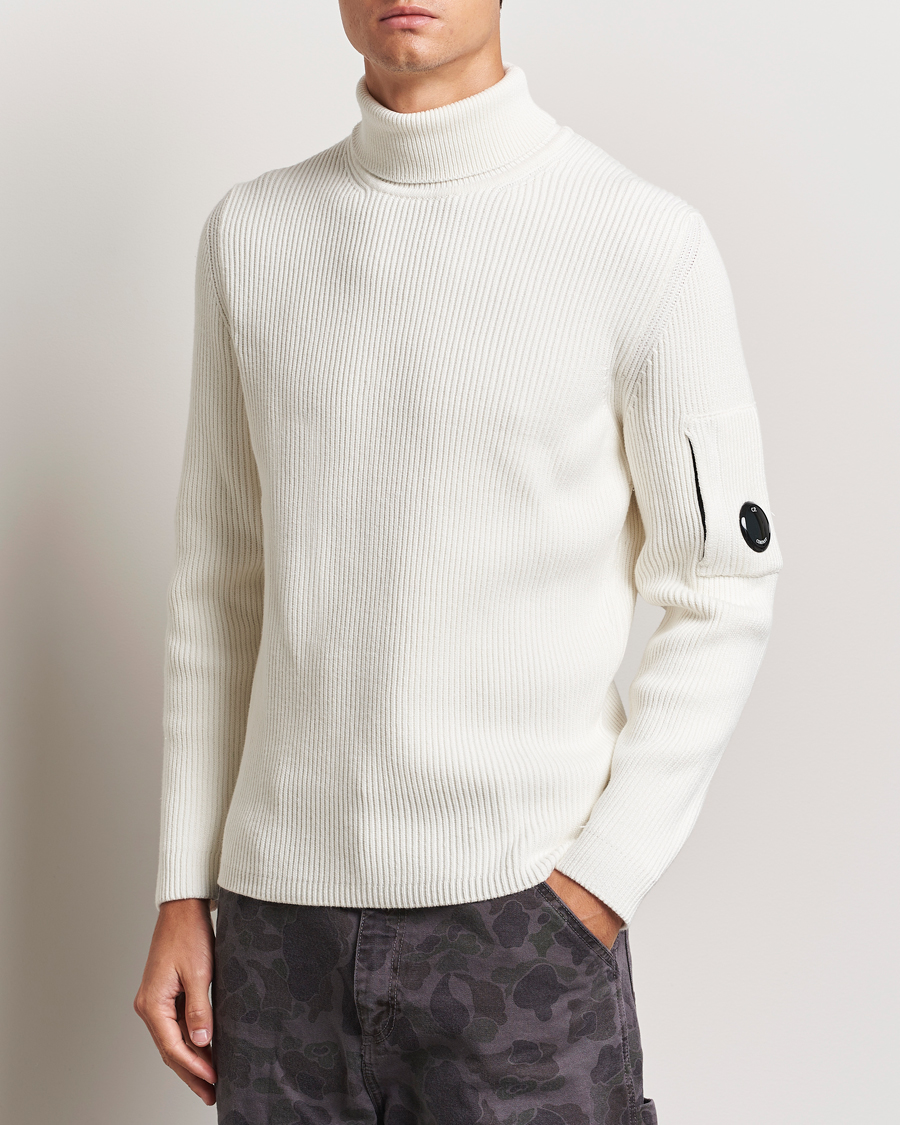 Homme |  | C.P. Company | Full Rib Knitted Cotton Rollneck Off White