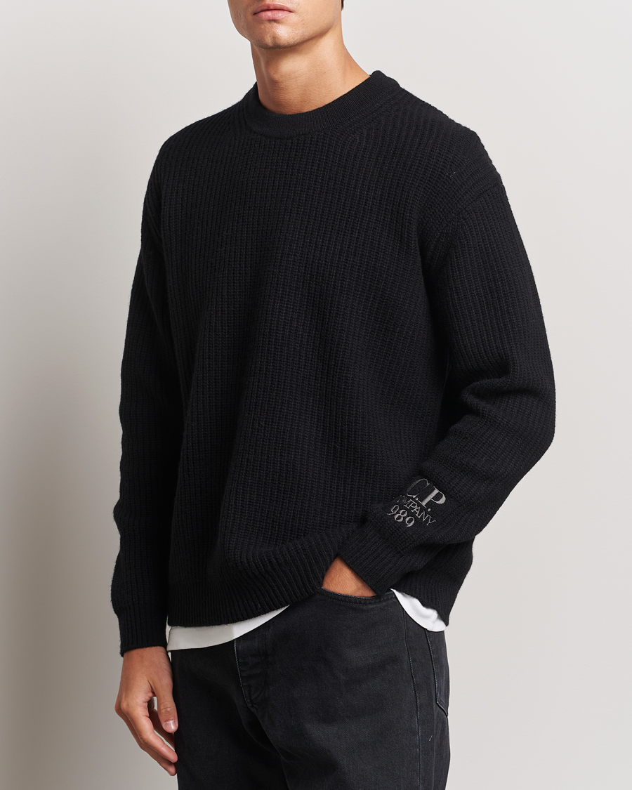 Homme |  | C.P. Company | Lambswool Knitted Crew Neck Black