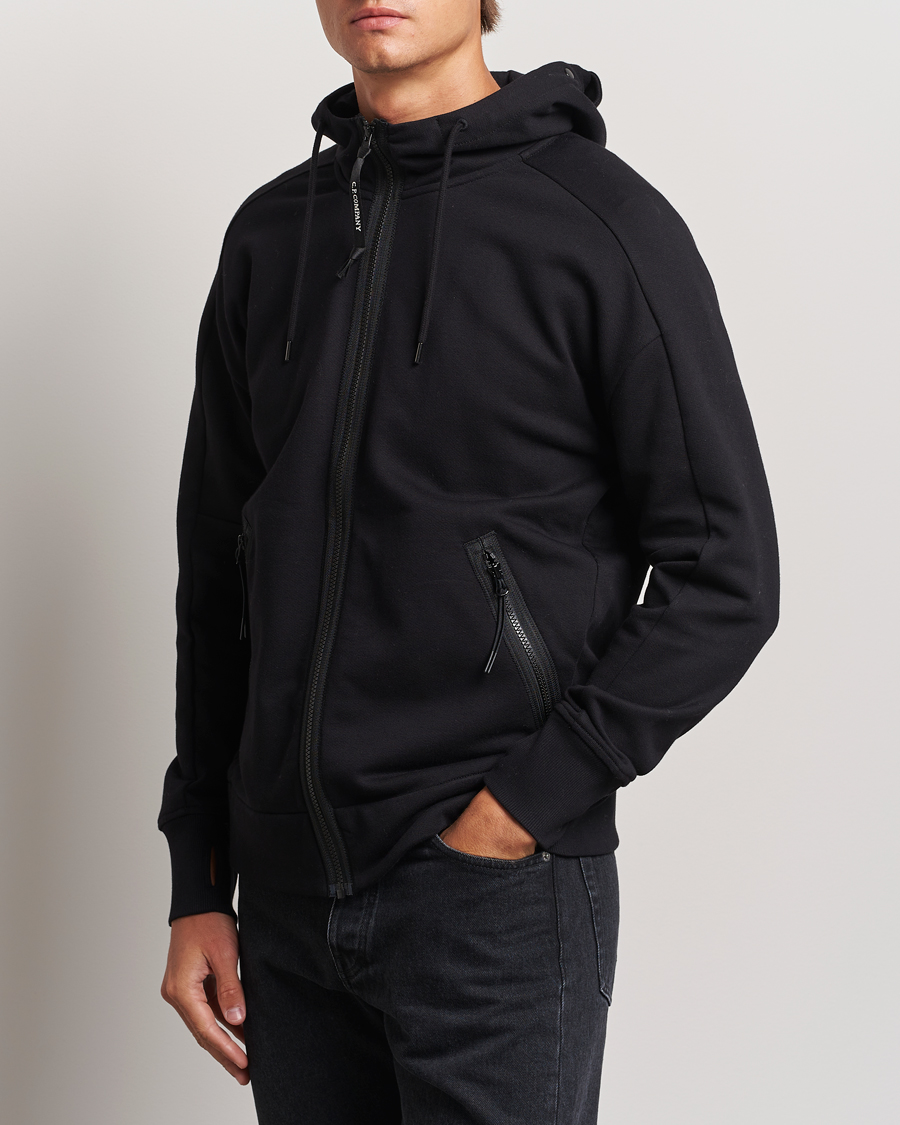 Homme |  | C.P. Company | Diagonal Raised Fleece Full Zip Goggle Hoodie Black