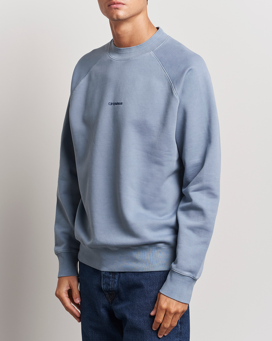 Homme |  | C.P. Company | Brushed Emerized Fleece Sweatshirt Light Blue