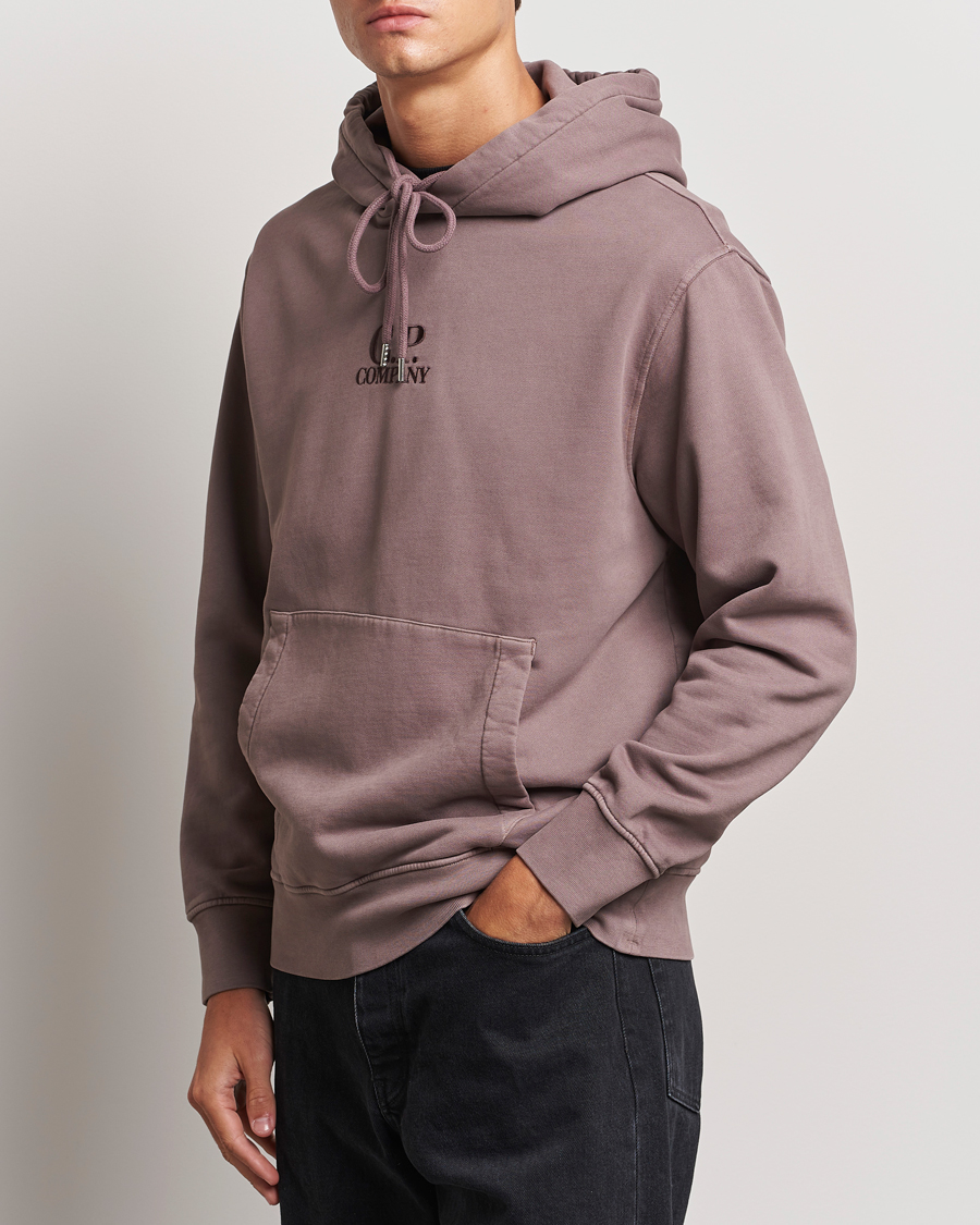 Homme |  | C.P. Company | Brushed Emerized Fleece Hood Sweatshirt Washed Purple