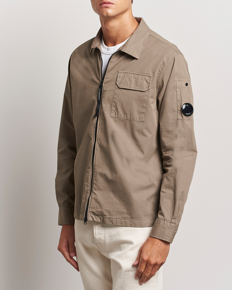 Homme |  | C.P. Company | Organic Cotton Gabardine Zip Overshirt Taupe