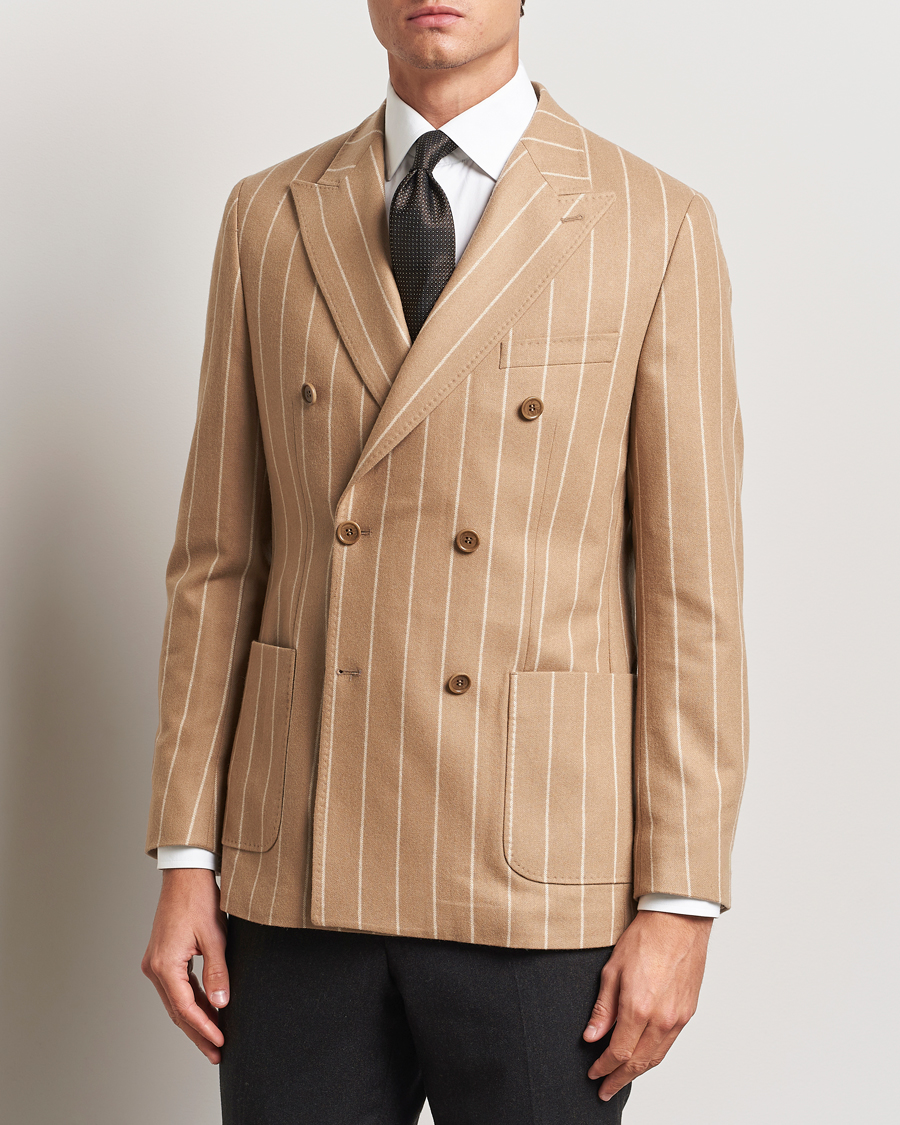 Homme |  | Morris Heritage | Cashmere Pinstripe DB Blazer Camel