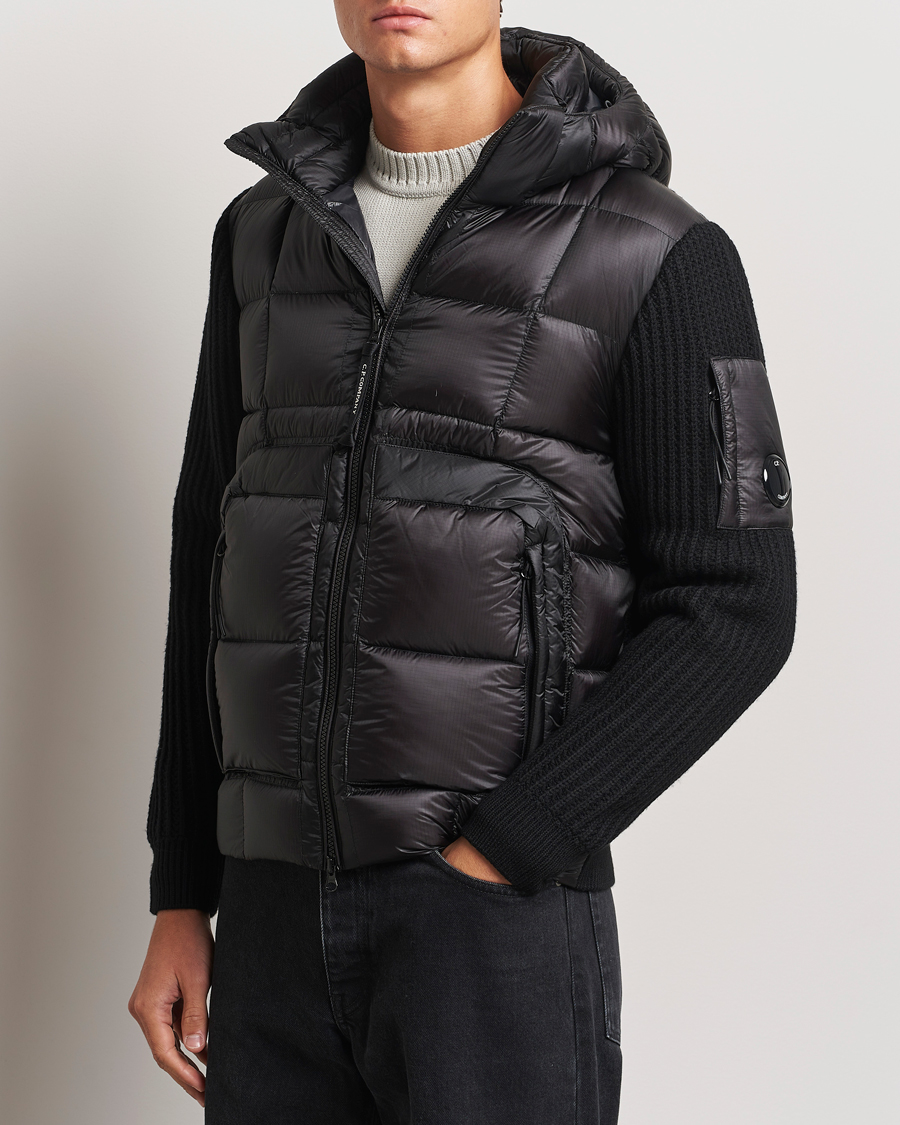 Homme |  | C.P. Company | Merino Wool Padded Hybrid Hood Jacket Black