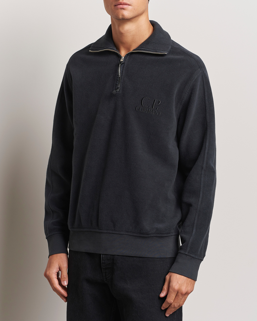 Homme |  | C.P. Company | Brushed Diagonal Fleece Half Zip Grey Black