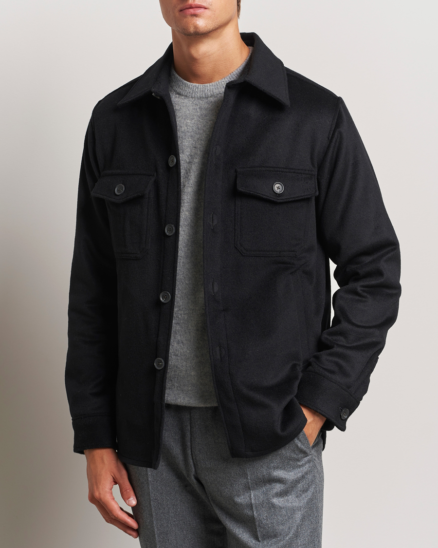 Homme |  | Oscar Jacobson | Maverick Wool/Cashmere Shirt Jacket Black