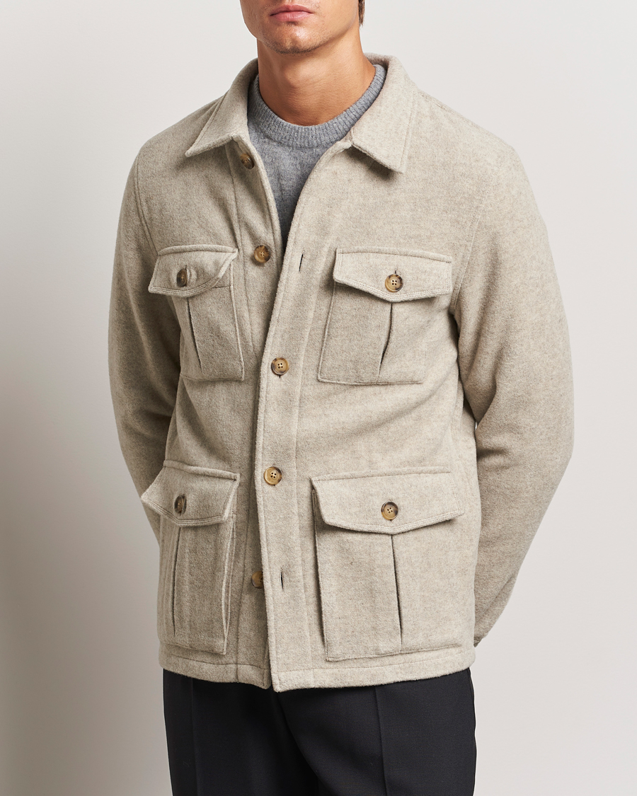 Homme |  | Oscar Jacobson | Safari Wool Shirt Jacket Beige