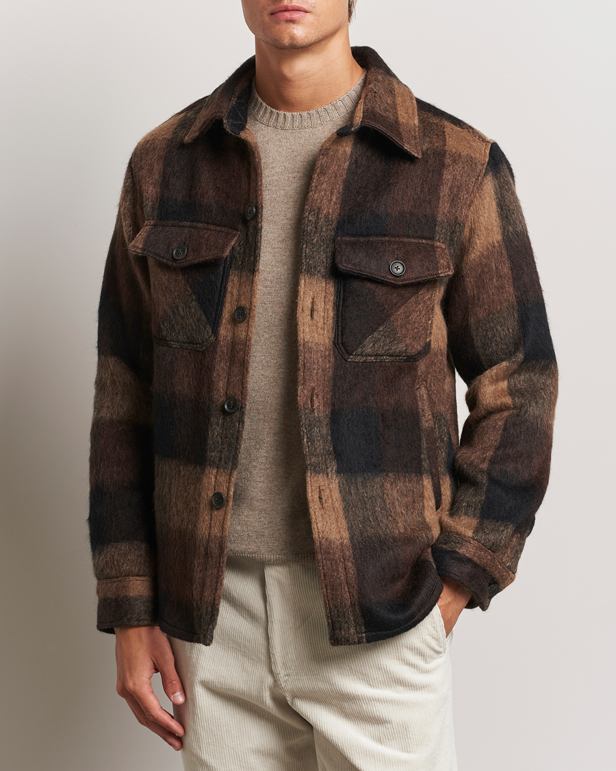 Homme |  | Oscar Jacobson | Maverick Checked Shirt Jacket Brown