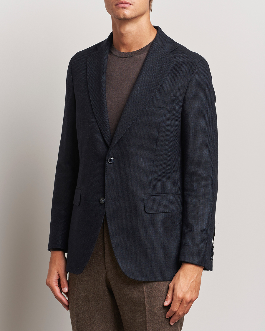 Homme |  | Oscar Jacobson | Fogerty Wool Hopsack Blazer Navy