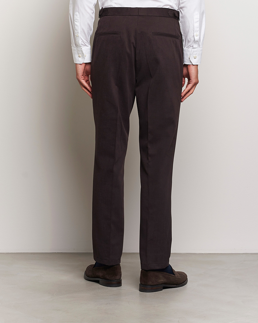 Homme | Pantalons | Oscar Jacobson | Delon Brushed Cotton Trousers Brown
