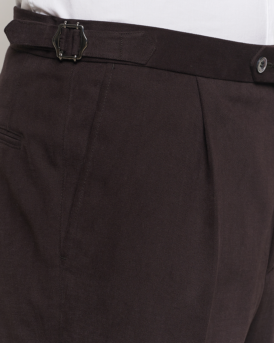 Homme | Pantalons | Oscar Jacobson | Delon Brushed Cotton Trousers Brown