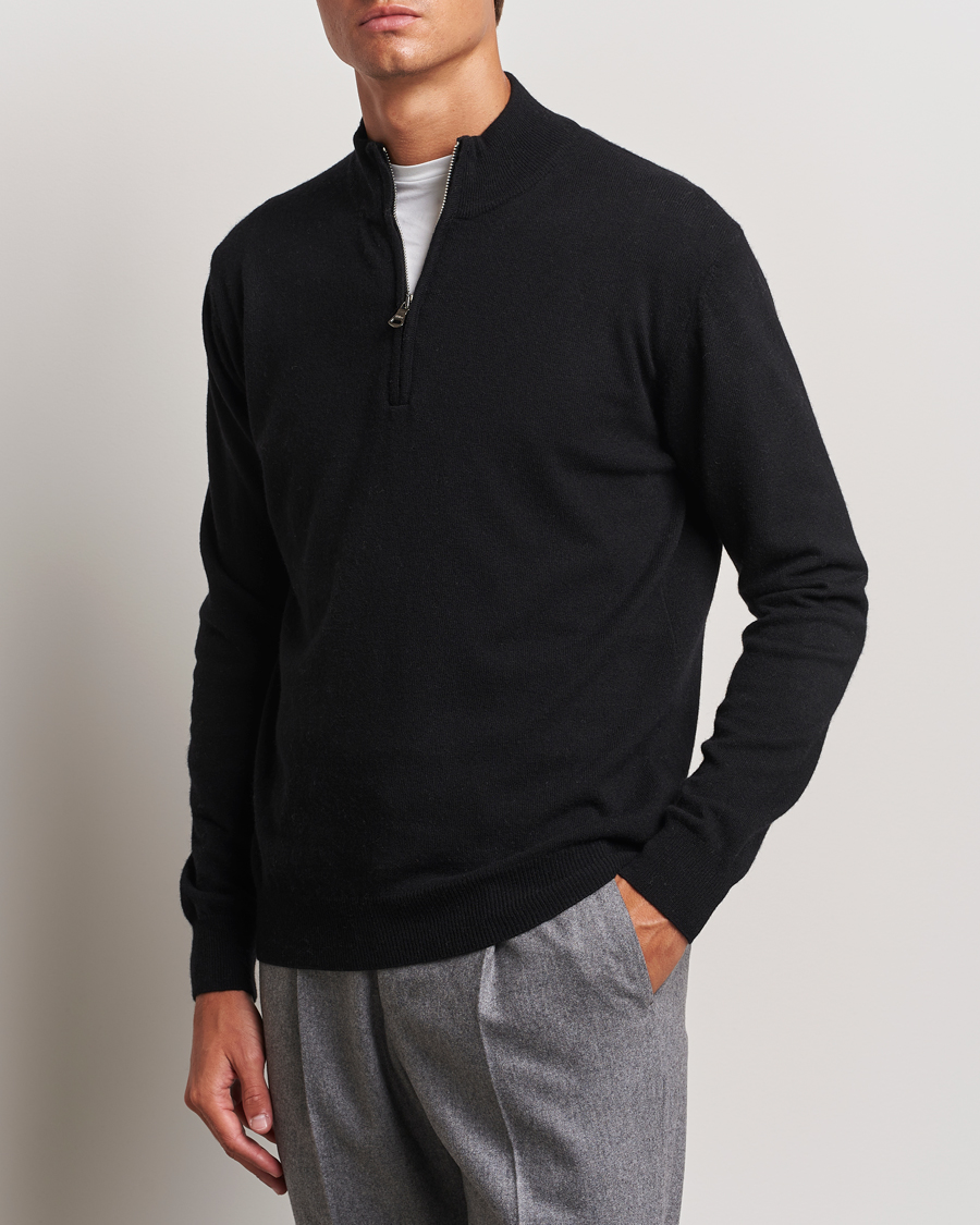 Homme |  | Oscar Jacobson | Patton Wool/Cashmere Half Zip Black