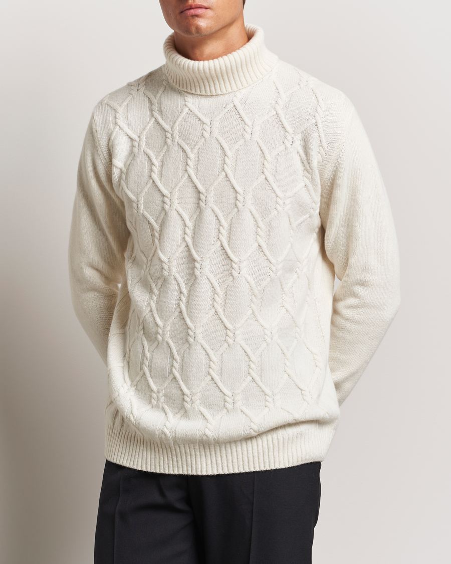 Homme |  | Oscar Jacobson | Salomon Heavy Knitted Cable Rollneck White