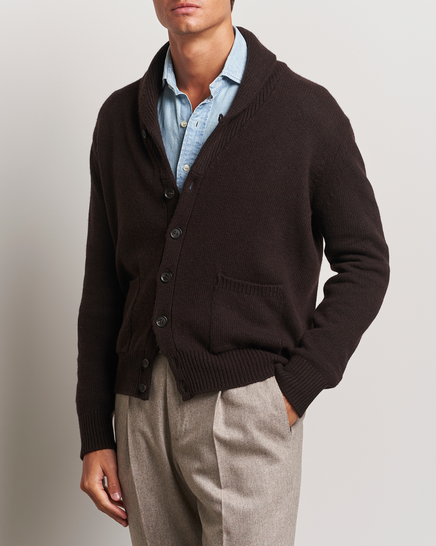 Homme |  | Oscar Jacobson | Aspen Heavy Knitted Cardigan Brown