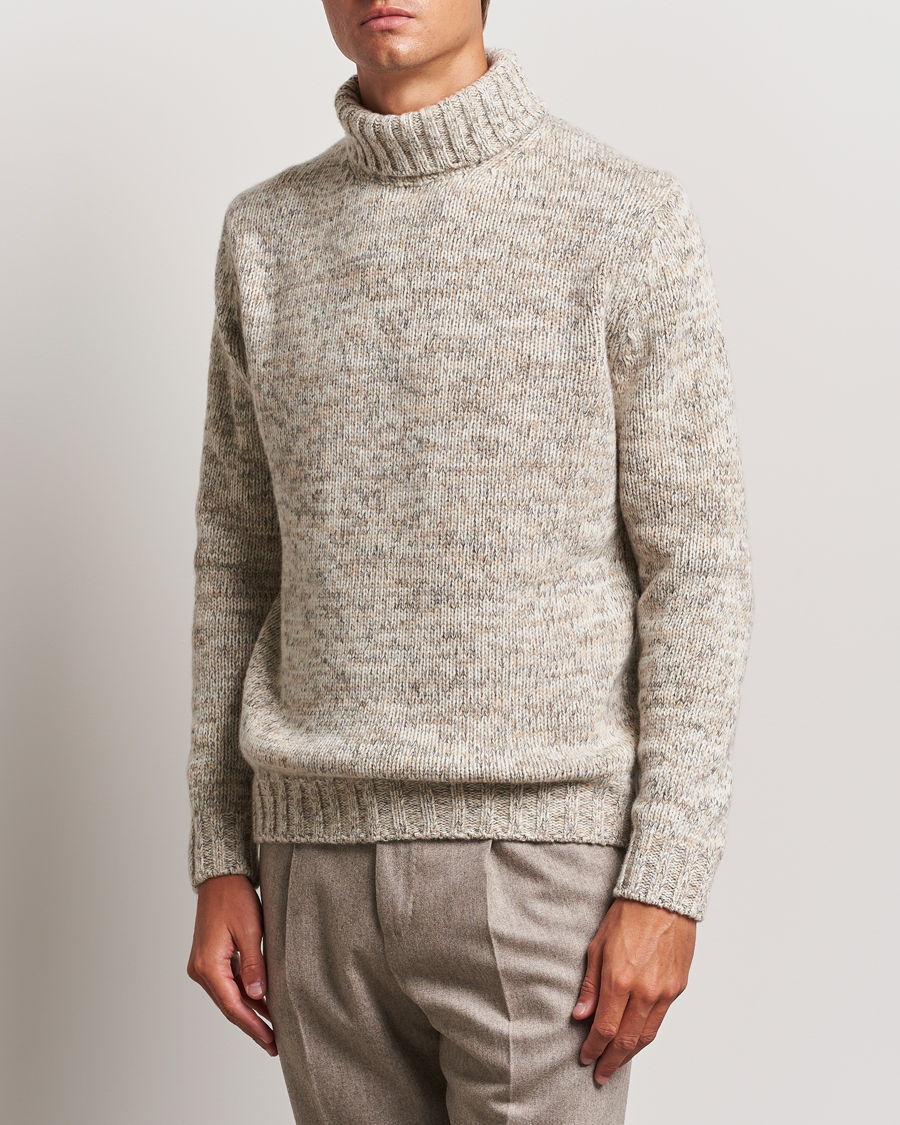 Homme |  | Oscar Jacobson | Mika Heavy Knitted Merino Rollneck Beige