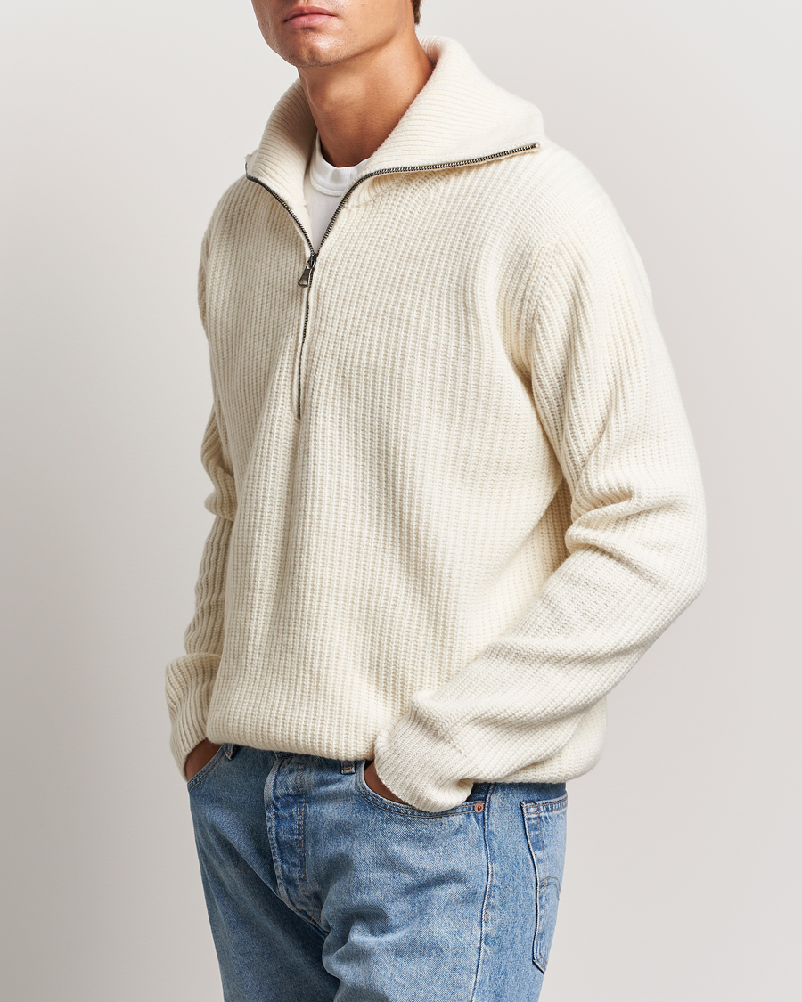 Homme |  | Oscar Jacobson | Mauritz Heavy Knitted Half Zip White