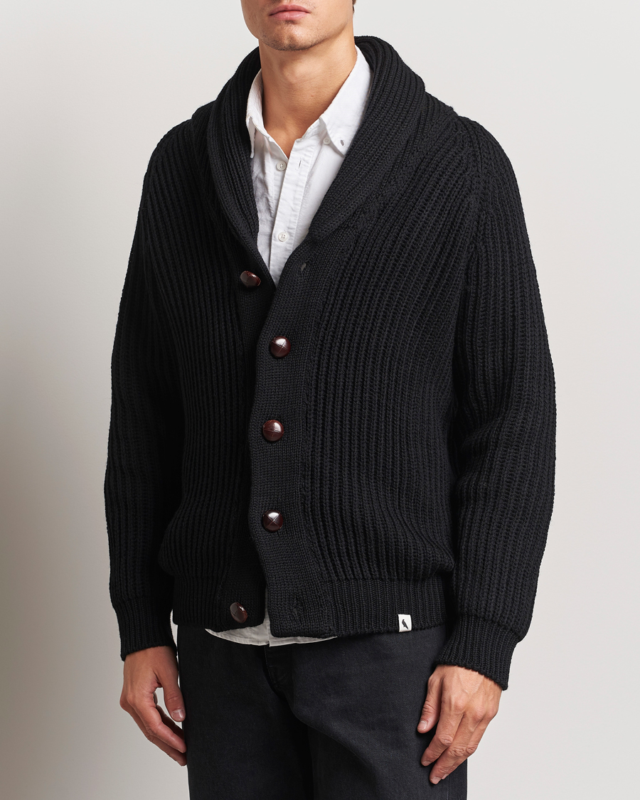 Homme |  | Peregrine | Wilkinson Ribbed Wool Cardigan Black