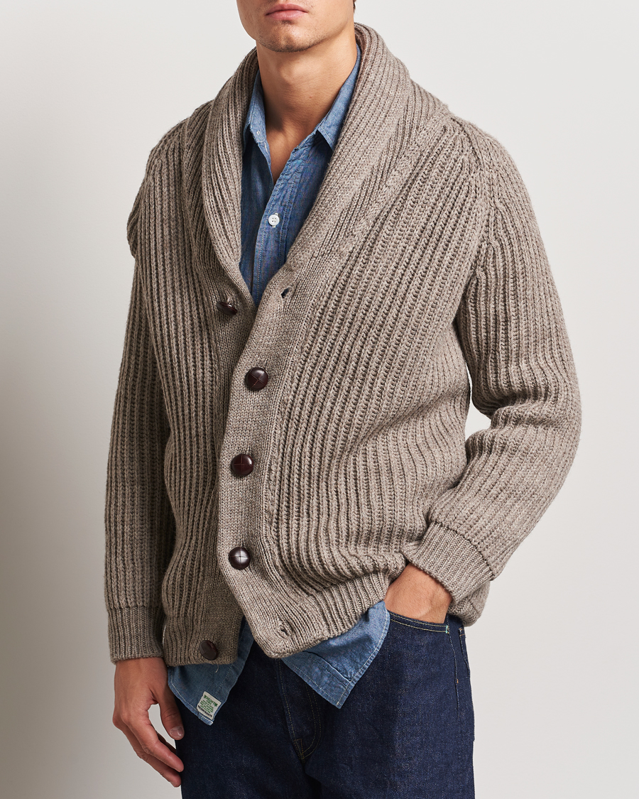 Homme |  | Peregrine | Wilkinson Ribbed Wool Cardigan Light Brown