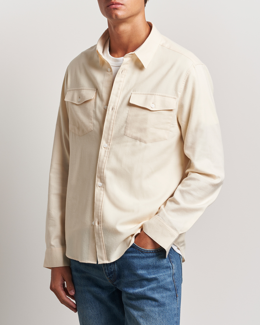 Homme | Chemises | FRAME | Double Pocket Wool Blend Shirt Off White