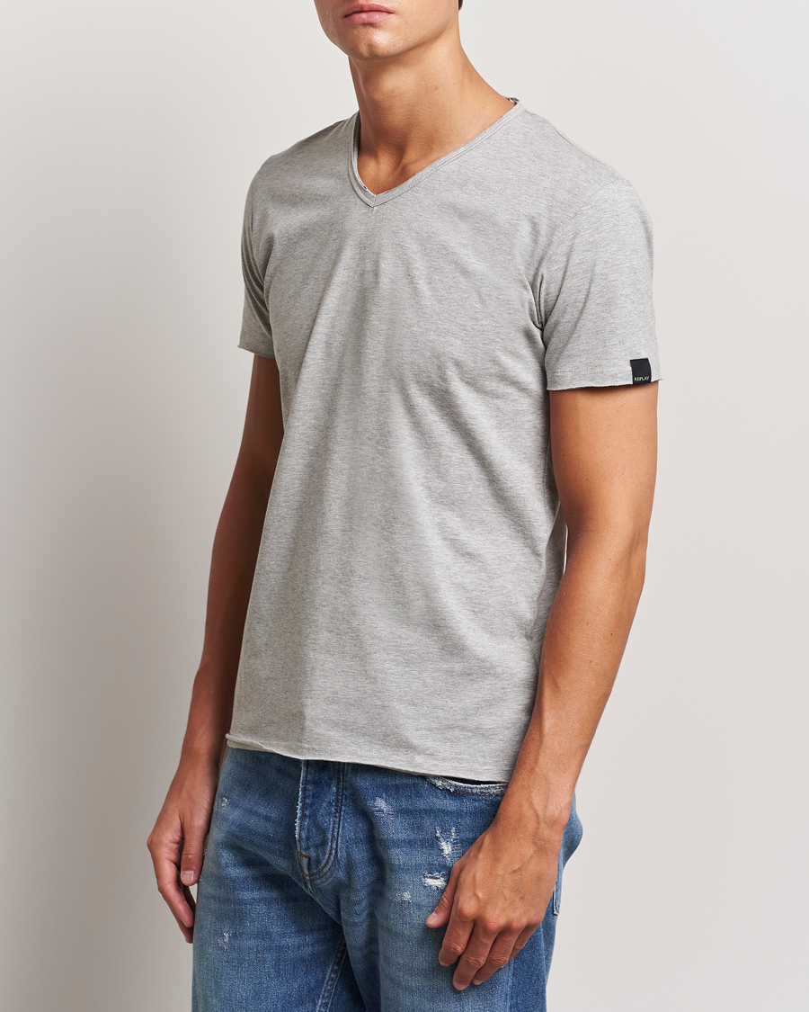 Homme |  | Replay | V-Neck T-Shirt Light Grey Melange