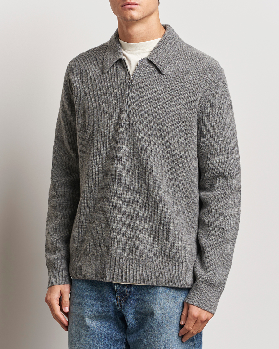 Homme |  | Samsøe Samsøe | Saisaks Half Zip Polo Dark Grey Melange