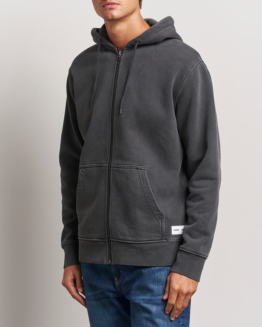 Homme |  | Samsøe Samsøe | Pigment Dyed Full Zip Hoodie Black