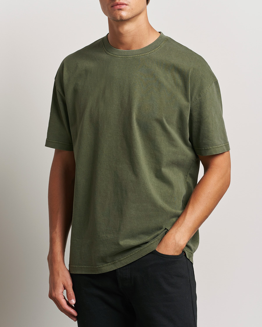 Homme |  | Samsøe Samsøe | Pigment Dyed Crew Neck T-Shirt Forest Night