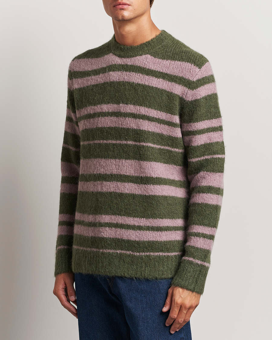 Homme | Pulls Et Tricots | Samsøe Samsøe | Arin Mohair Striped Sweater Green/Pink