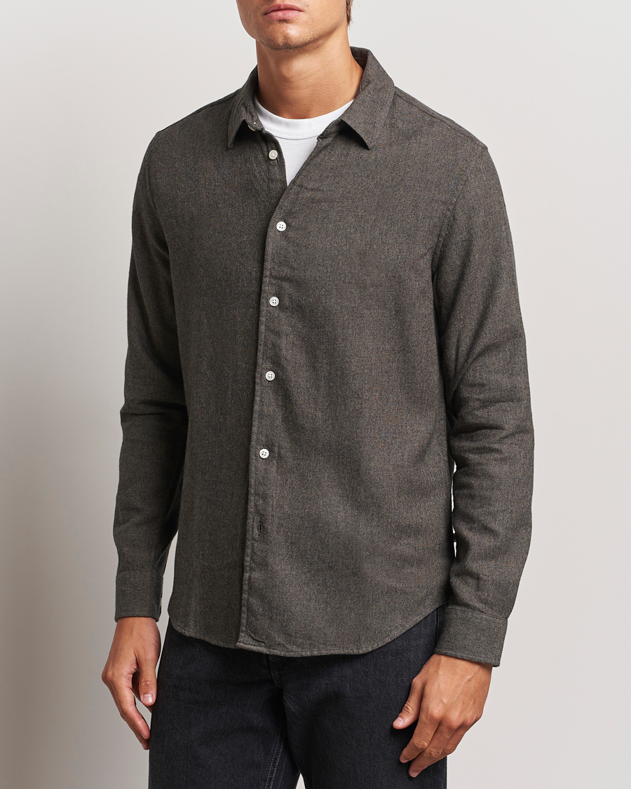 Homme |  | Samsøe Samsøe | Liam Brushed Flannel Shirt Major Brown Melange