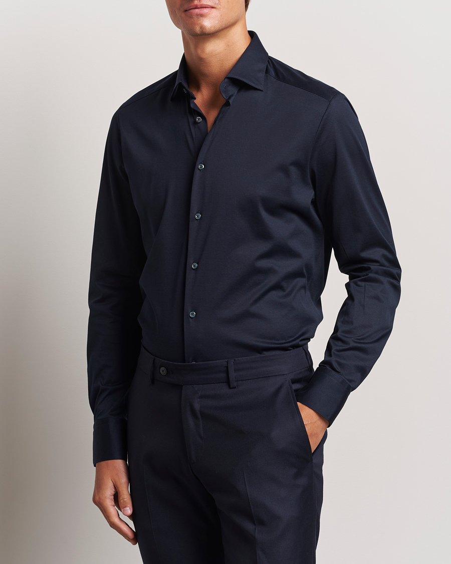 Homme |  | Stenströms | Slimline Stretch Jersey Shirt Navy