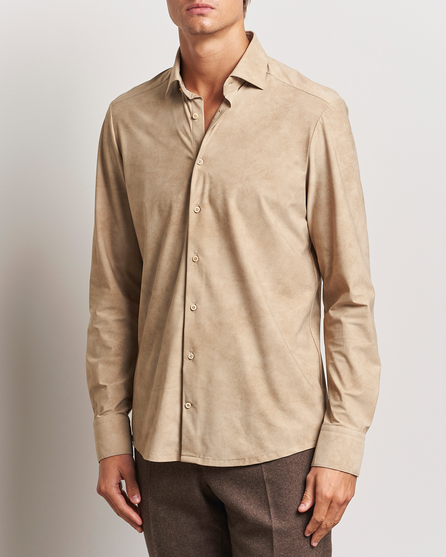 Homme |  | Stenströms | Slimline 4-Way Stretch Shirt Beige