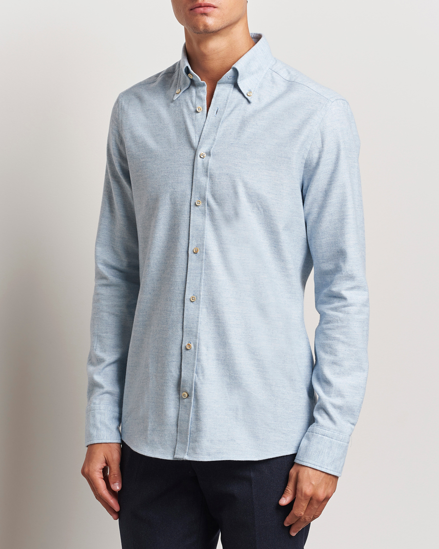 Homme |  | Stenströms | Slimline Flannel Shirt Light Blue