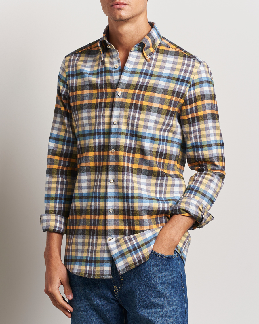 Homme |  | Stenströms | Slimline Flannel Checked Shirt Multi